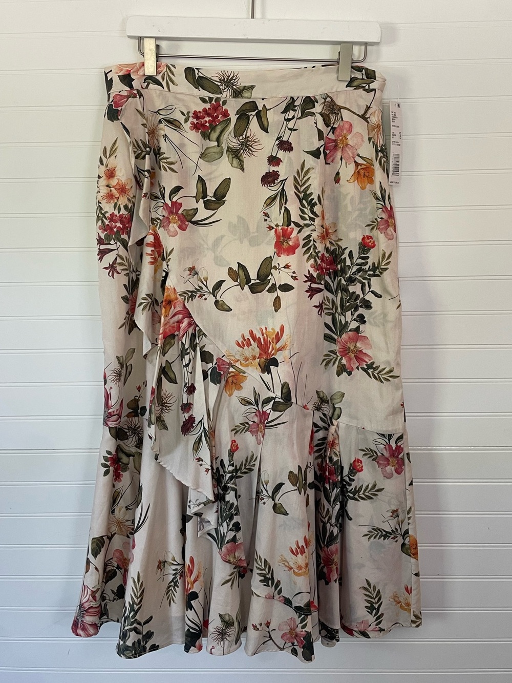 Antonio Melani Ivory Noon Sunshine Floral Midi Skirt NEW Size 10